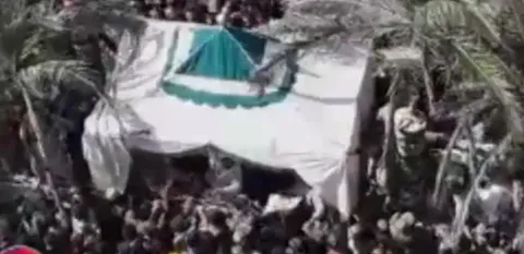 فیلم/ تصویر هوایی از کامیون حمل پیکر مطهر شهید حججی