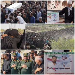 تشییع پیکر مطهر شهید عیسی جمعی&zwnj;زاده در میان سیل خروشان مردم روستای باغ&zwnj;نرگس بخش رودخانه