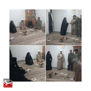 دیدار سرهنگ حسن دوست فرمانده ناحیه مقاومت  بسیج گرمه با خانواده فرمانده پایگاه به مناسبت هفته بسیج