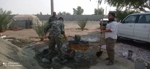 برگزاری اردوی جهادی بسیجیان سپاه شهرستان کهنوج ساخت۵چشمه سرویس بهداشتی و حمام برای نیازمندان و محرومان