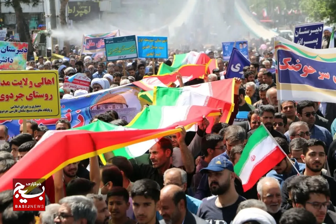 خروش مقتدرانه روزه داران کاشمری در روز قدس