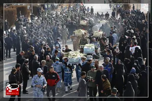 آئین استقبال از ۶ شهید گمنام در پایگاه سوم شکاری نوژه همدان