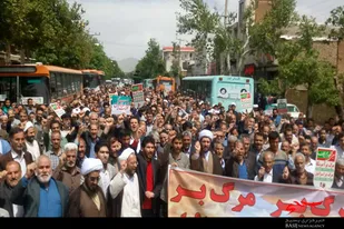 راهپیمایی مردم ولایی ملایر در حمایت از تصمیم شورای عالی امنیت ملی