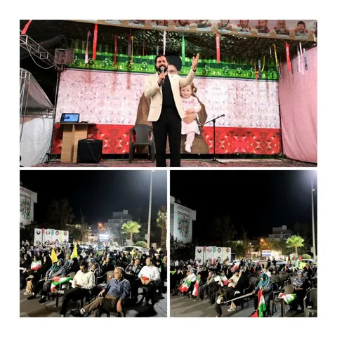 سخنرانی دبیر «دومین رویداد بین‌المللی وعده صادق در آینه هنر» در اجتماع مردم مبعوث میدان فلسطین