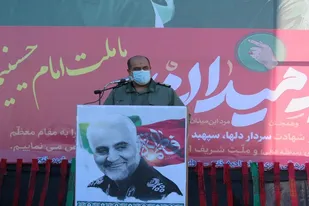 مراسم بزرگداشت اولین سالگرد شهادت سردار شهید حاج قاسم سلیمان در خنج با حضور سردار اهوازیان