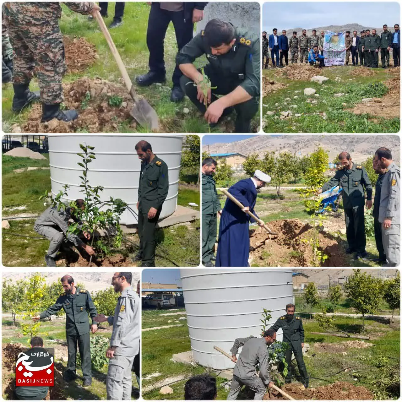 کاشت ۱۰۰۰ اصله نهال مثمر و غیر مثمر توسط بسیج سازندگی در اندیکا