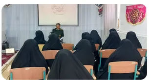 مزگشایی از فتنه&zwnj;های روز؛ فرمانده ناحیه مقاومت بسیج هندیجان در جمع خواهران طلبه شهرستان
