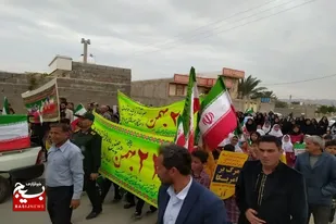 حضور حماسه ساز مردم دهستان کبگان در راهپیمایی ۲۲بهمن
