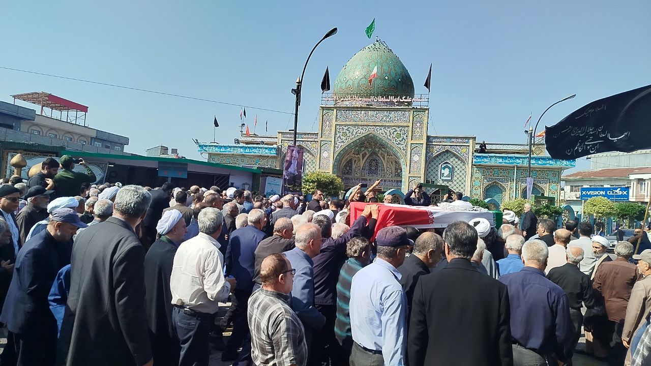 مراسم وداع ، تشییع پیکر آیت‌الله قربانی در  لاهیجان و آستانه اشرفیه