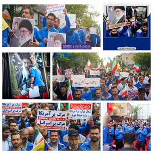 جمعی از کارگران با حضور در خیابان کشور دوست با رهبر شهید تجدید میثاق کردند.