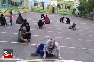 اردوی جهادی ۱۰ روزه&zwnj;ی رنگ آمیزی دبستان قائم مقام جهرم برگزار شد+عکس